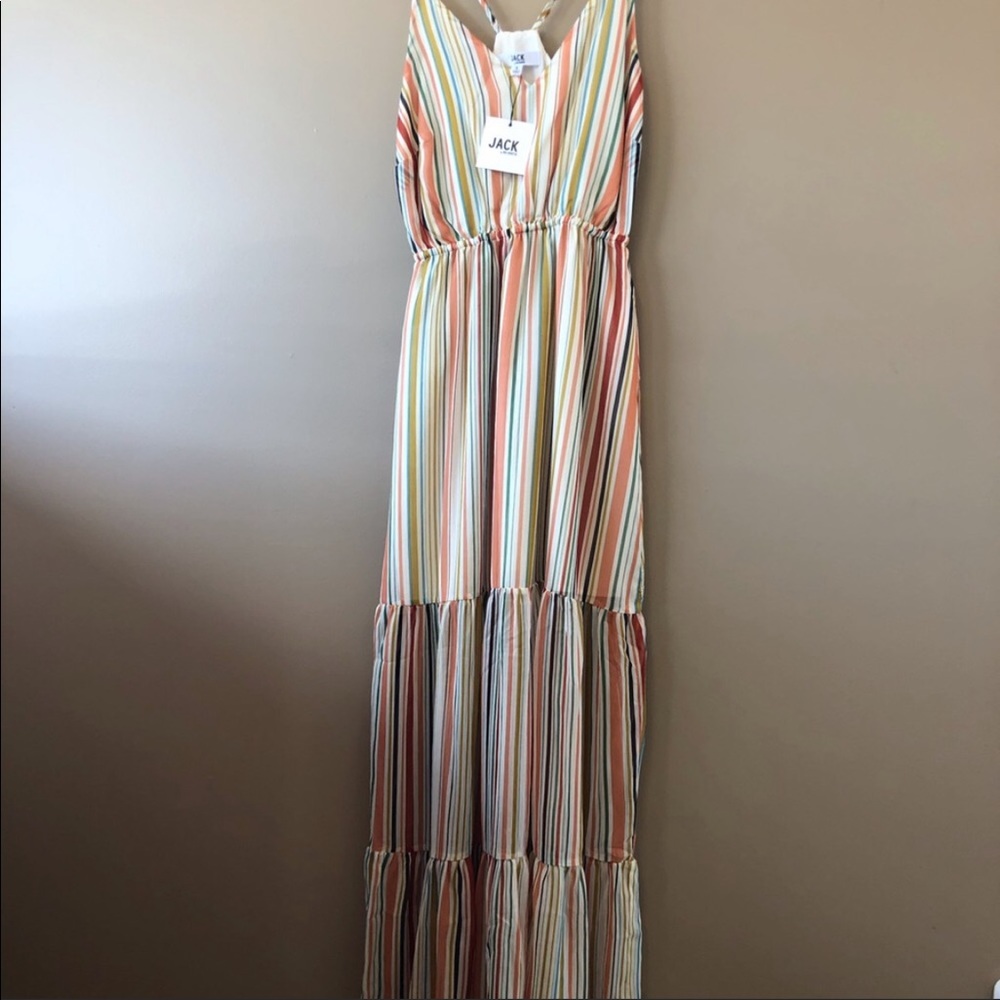 NWT JACK BY BB DAKOTA TIERED STRIPED MAXI DRESS